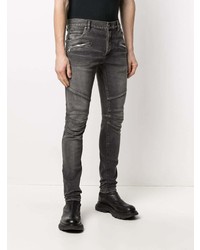 dunkelgraue enge Jeans von Balmain