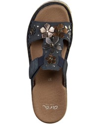 dunkelgraue flache Sandalen aus Leder von ara