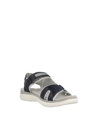 dunkelgraue flache Sandalen aus Leder von Jana