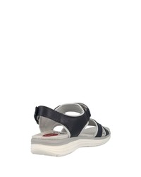 dunkelgraue flache Sandalen aus Leder von Jana