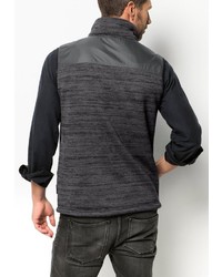 dunkelgraue Fleece-ärmellose Jacke von Jack Wolfskin