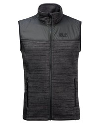 dunkelgraue Fleece-ärmellose Jacke von Jack Wolfskin