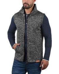 dunkelgraue Fleece-ärmellose Jacke von Solid