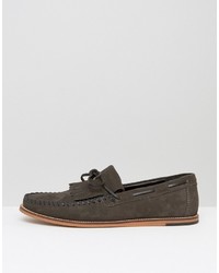 dunkelgraue Wildleder Slipper mit Fransen von Asos