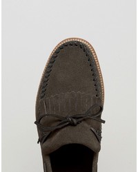 dunkelgraue Wildleder Slipper mit Fransen von Asos