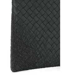 dunkelgraue geflochtene Leder Clutch Handtasche von Bottega Veneta