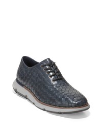 dunkelgraue geflochtene Leder Oxford Schuhe