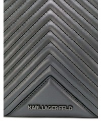 dunkelgraue gesteppte Leder Beuteltasche von Karl Lagerfeld