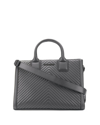 dunkelgraue gesteppte Shopper Tasche aus Leder von Karl Lagerfeld