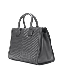 dunkelgraue gesteppte Shopper Tasche aus Leder von Karl Lagerfeld