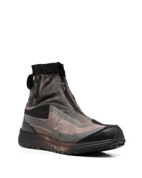 dunkelgraue hohe Sneakers aus Leder von 11 By Boris Bidjan Saberi