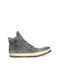 dunkelgraue hohe Sneakers aus Leder von A Diciannoveventitre