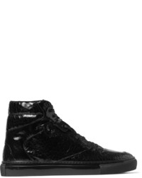 dunkelgraue hohe Sneakers aus Leder von Balenciaga
