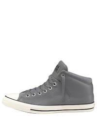 dunkelgraue hohe Sneakers aus Leder von Converse