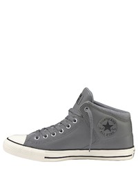 dunkelgraue hohe Sneakers aus Leder von Converse