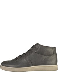 dunkelgraue hohe Sneakers aus Leder von Ecco