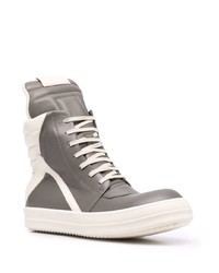 dunkelgraue hohe Sneakers aus Leder von Rick Owens