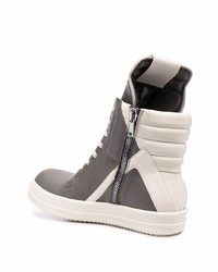 dunkelgraue hohe Sneakers aus Leder von Rick Owens