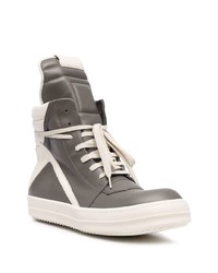 dunkelgraue hohe Sneakers aus Leder von Rick Owens