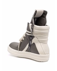 dunkelgraue hohe Sneakers aus Leder von Rick Owens