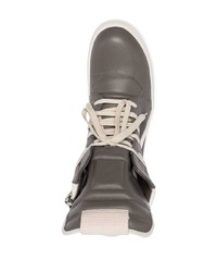 dunkelgraue hohe Sneakers aus Leder von Rick Owens