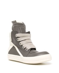 dunkelgraue hohe Sneakers aus Leder von Rick Owens