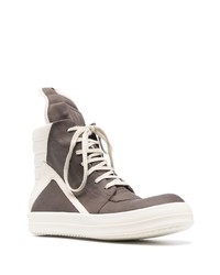 dunkelgraue hohe Sneakers aus Leder von Rick Owens