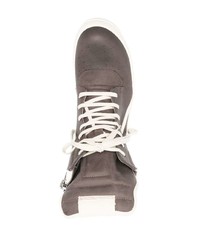 dunkelgraue hohe Sneakers aus Leder von Rick Owens