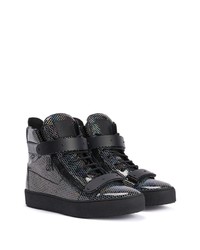 dunkelgraue hohe Sneakers aus Leder von Giuseppe Zanotti