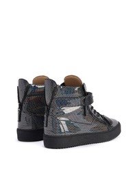 dunkelgraue hohe Sneakers aus Leder von Giuseppe Zanotti