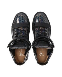 dunkelgraue hohe Sneakers aus Leder von Giuseppe Zanotti