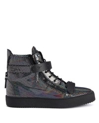 dunkelgraue hohe Sneakers aus Leder von Giuseppe Zanotti