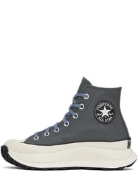 dunkelgraue hohe Sneakers aus Leder von Converse