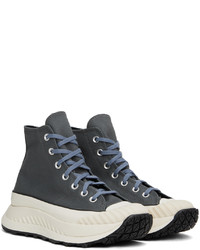 dunkelgraue hohe Sneakers aus Leder von Converse