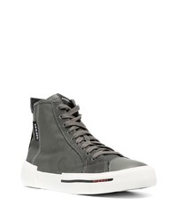 dunkelgraue hohe Sneakers aus Leder von Diesel