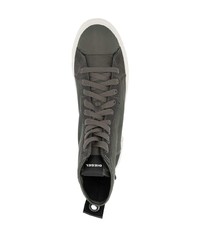 dunkelgraue hohe Sneakers aus Leder von Diesel