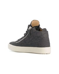 dunkelgraue hohe Sneakers aus Leder von Giuseppe Zanotti Design