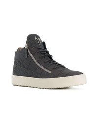 dunkelgraue hohe Sneakers aus Leder von Giuseppe Zanotti Design