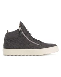 dunkelgraue hohe Sneakers aus Leder von Giuseppe Zanotti Design