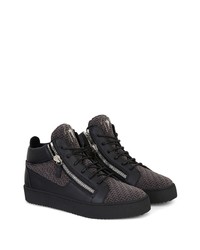 dunkelgraue hohe Sneakers aus Leder von Giuseppe Zanotti