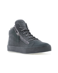 dunkelgraue hohe Sneakers aus Leder von Giuseppe Zanotti Design