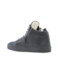 dunkelgraue hohe Sneakers aus Leder von Giuseppe Zanotti Design