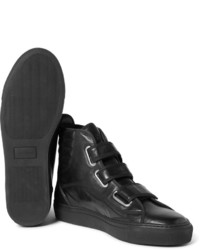 dunkelgraue hohe Sneakers aus Leder von Raf Simons