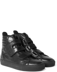 dunkelgraue hohe Sneakers aus Leder von Raf Simons