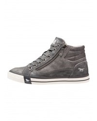 dunkelgraue hohe Sneakers aus Leder von Mustang