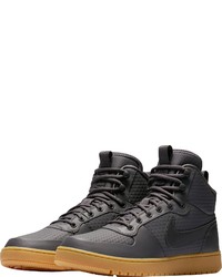 dunkelgraue hohe Sneakers aus Leder von Nike Sportswear