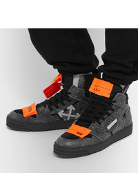 dunkelgraue hohe Sneakers aus Leder von Off-White