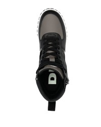 dunkelgraue hohe Sneakers aus Leder von Diesel