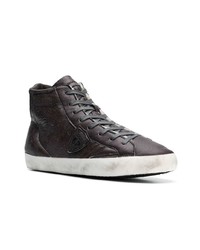 dunkelgraue hohe Sneakers aus Leder von Philippe Model