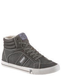 dunkelgraue hohe Sneakers aus Leder von Pioneer Authentic Jeans